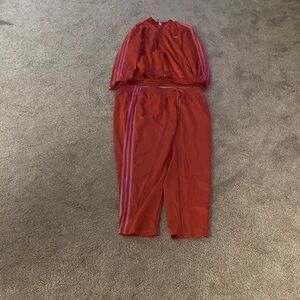 adidas Red Jumpsuit with Stripes
